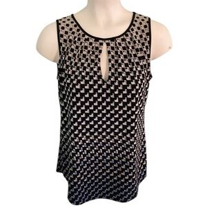 🟢 3/$30 White House Black Market sleeveless Top geometric blue black grey SMALL